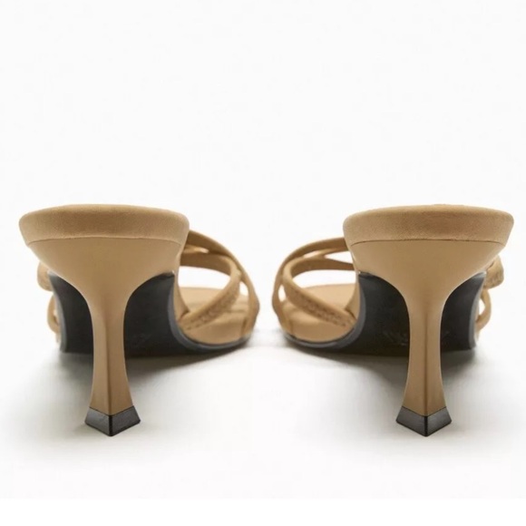 Zara Tan Neoprene Heel Sandals Size 41 - Picture 3 of 9